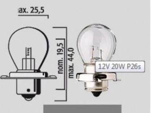 Lamp 12v 20w Kraag P26S E-keur