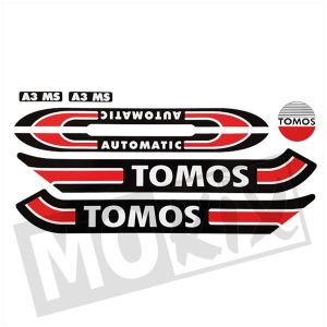 STICKERSET TOMOS A3 ZWART/WIT/ROOD